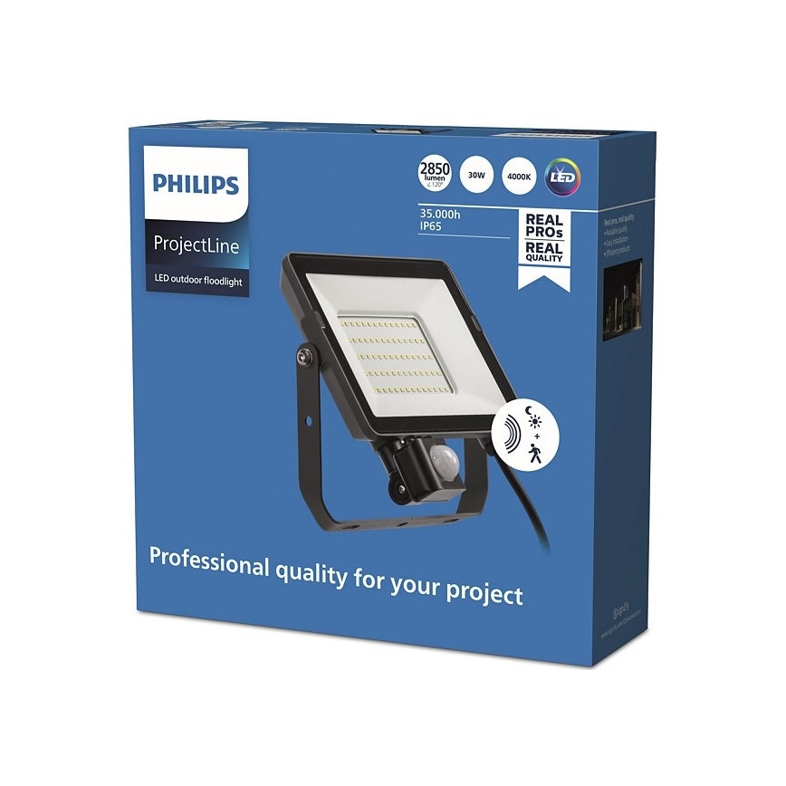 Philips - LED Екстериорен прожектор със сензор PROJECTLINE LED/30W/230V IP65 4000K