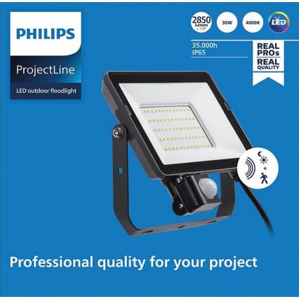 Philips - LED Екстериорен прожектор със сензор PROJECTLINE LED/30W/230V IP65 4000K