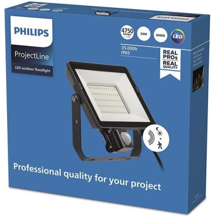 Philips - LED Екстериорен прожектор със сензор PROJECTLINE LED/50W/230V IP65 4000K