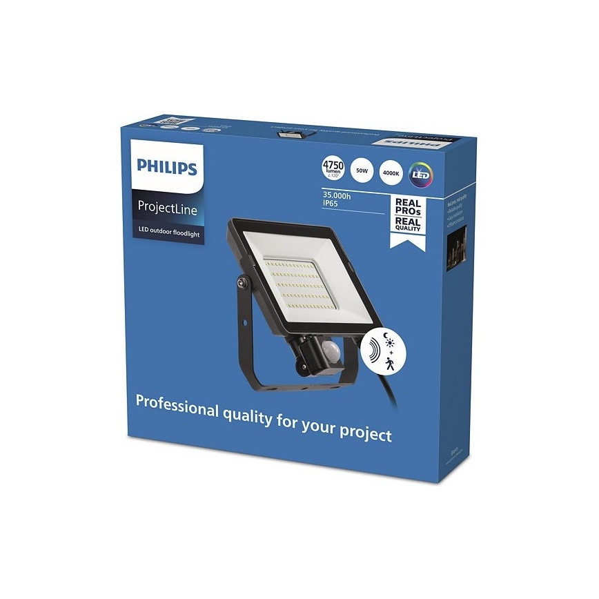 Philips - LED Екстериорен прожектор със сензор PROJECTLINE LED/50W/230V IP65 4000K