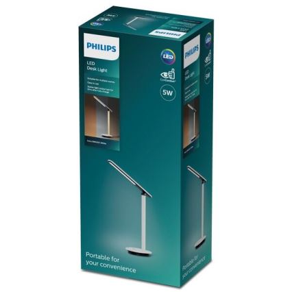 Philips - LED регулируема настолна лампа с докосване IVORY LED/5W/5V 3000 mAh 2700/3600/5000K CRI 90
