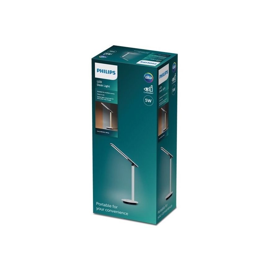 Philips - LED регулируема настолна лампа с докосване IVORY LED/5W/5V 3000 mAh 2700/3600/5000K CRI 90