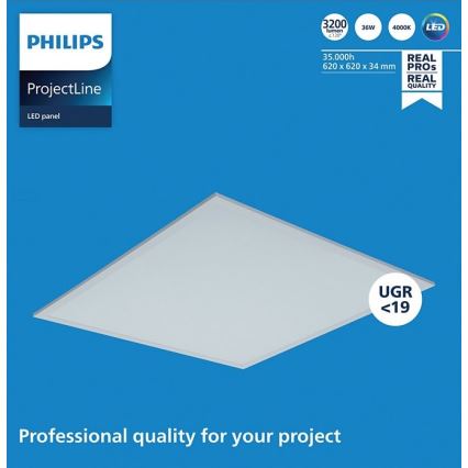 Philips - LED панел за окачен таван PROJECTLINE LED/36W/230V 62x62 см