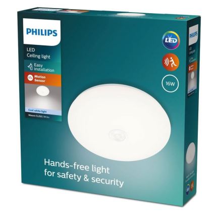 Philips - LED Плафон със сензор LED/16W/230V 4000K