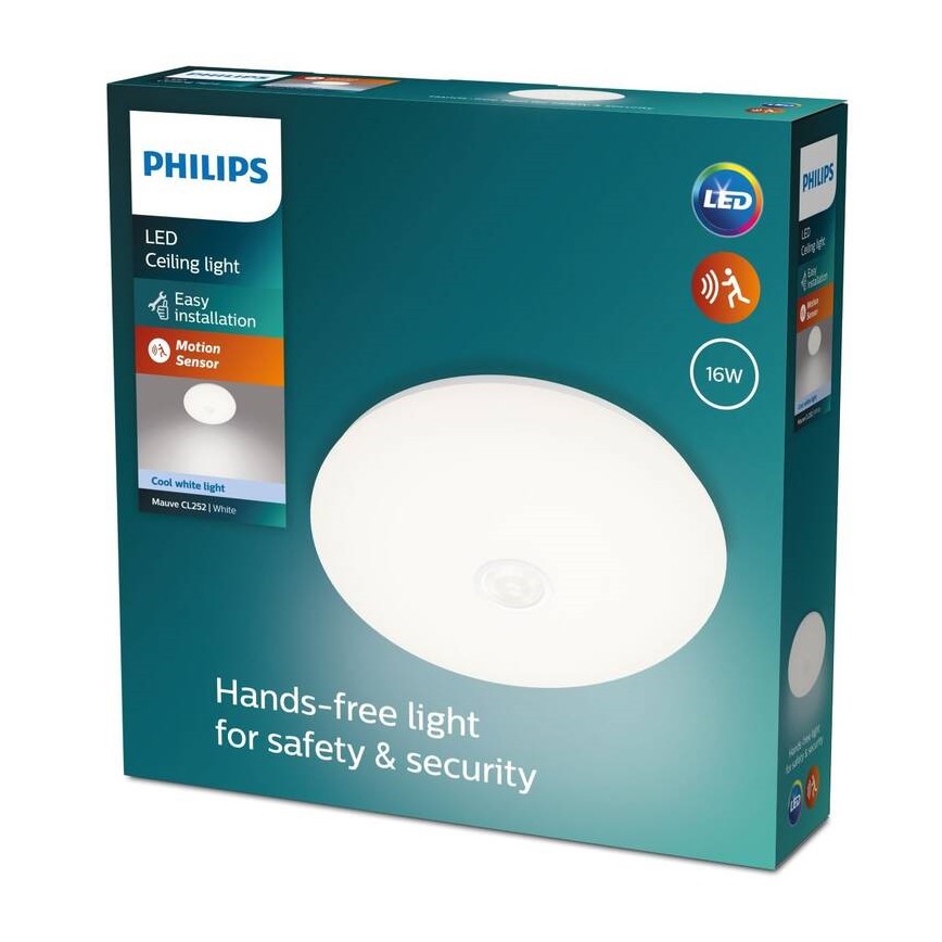 Philips - LED Плафон със сензор LED/16W/230V 4000K