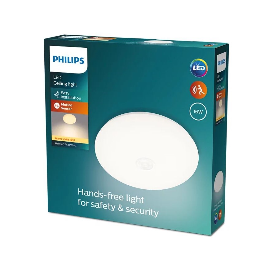 Philips - LED Плафон със сензор LED/16W/230V 2700K