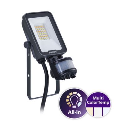 Philips - LED прожектор със сензор за движение и за здрач LEDINAIRE ALL-IN LED/10W/230V 3000/4000/6500K IP65