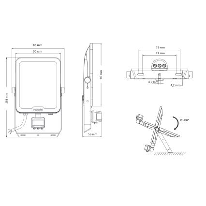 Philips - LED прожектор със сензор за движение и за здрач LEDINAIRE ALL-IN LED/10W/230V 3000/4000/6500K IP65