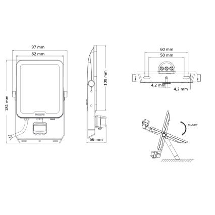Philips - LED прожектор със сензор за движение и сумрак LEDINAIRE ALL-IN LED/20W/230V 3000/4000/6500K IP65
