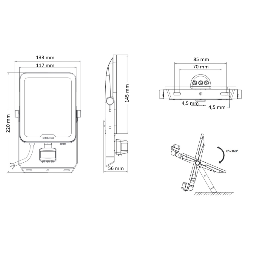 Philips - LED прожектор със сензор за движение и сумрак LEDINAIRE ALL-IN LED/30W/230V 3000/4000/6500K IP65