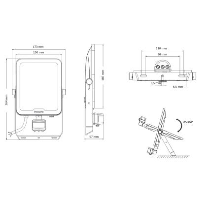 Philips - LED прожектор със сензор за движение и сумрак LEDINAIRE ALL-IN LED/50W/230V 3000/4000/6500K IP65