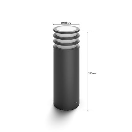 Philips - LED RGB димируема външна лампа Hue LUCCA 1xE27/8,1W/230V 25 cm 1000-20000K IP44