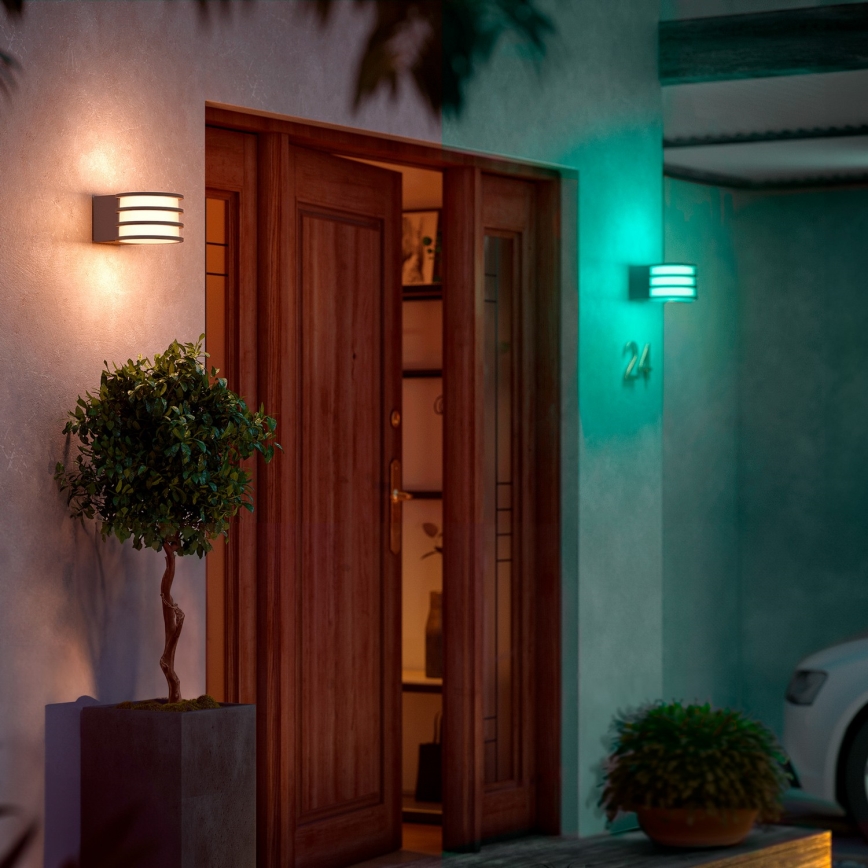 Philips - Димируемо външно стенно RGB LED осветително тяло Hue LUCCA 1xE27/8,1W/230V 1000-20000K IP44