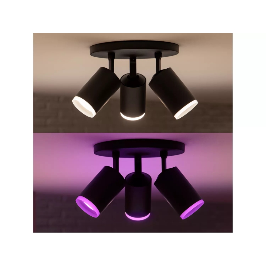 Philips - LED RGBW Димируем спот Hue FUGATO 3xGU10/4,2W/230V 2000-6500K черен