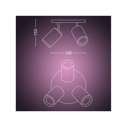 Philips - LED RGBW Димируем спот Hue FUGATO 3xGU10/4,2W/230V 2000-6500K черен