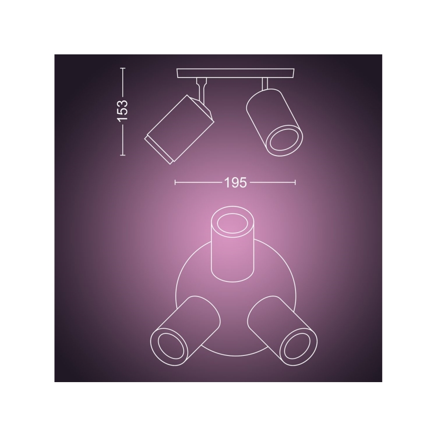 Philips - LED RGBW Димируем спот Hue FUGATO 3xGU10/4,2W/230V 2000-6500K черен