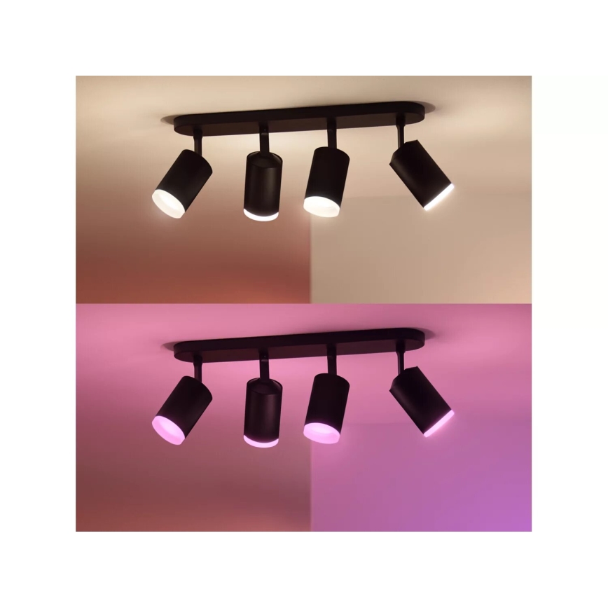 Philips - LED RGBW Димируем спот Hue FUGATO 4xGU10/4,2W/230V 2000-6500K черен