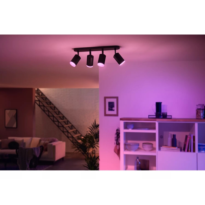 Philips - LED RGBW Димируем спот Hue FUGATO 4xGU10/4,2W/230V 2000-6500K черен