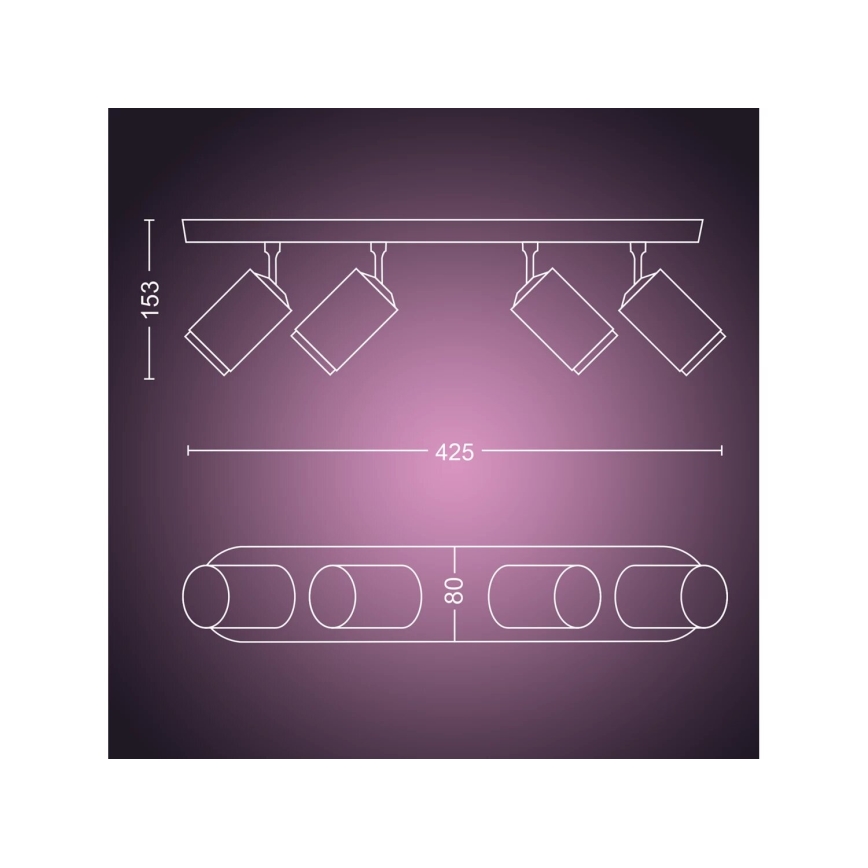 Philips - LED RGBW Димируем спот Hue FUGATO 4xGU10/4,2W/230V 2000-6500K черен