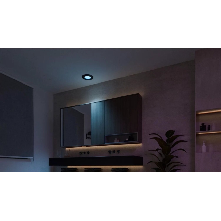 Philips - LED RGBW Димируема лампа за окачен таван на баня Hue SLIM LED/8,3W/230V 2000-6500K IP44 черен