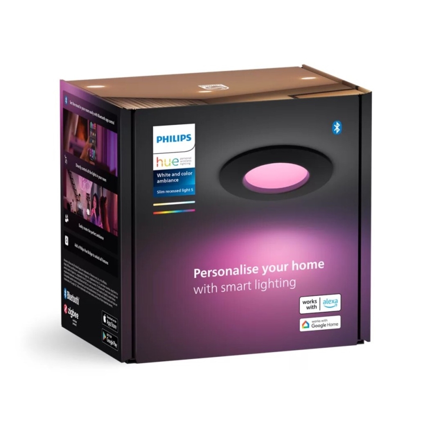 Philips - LED RGBW Димируема лампа за окачен таван на баня Hue SLIM LED/8,3W/230V 2000-6500K IP44 черен