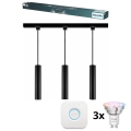 Philips - LED RGBW димируема люстра с кабел за рейкова система EASYLINK HUE 3xGU10/4,7W/230V 2200-6500K 1m черна + Hue bridge