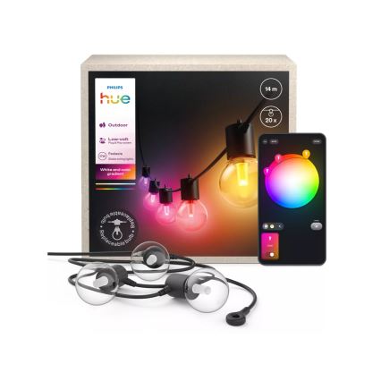 Philips - LED RGBW димируема външна гирлянда Hue FESTAVIA 20xLED 14m IP65