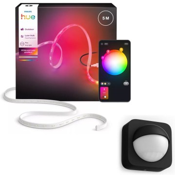 Philips - LED RGBW димируема външна лента Hue FLUX 5m LED/30W/230V 2200-6500K IP67 + сензор за движение