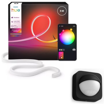 Philips - LED RGBW димируема външна лента Hue NEON 5m LED/30W/230V 2200-6500K IP67 + сензор за движение