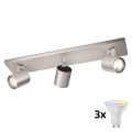 Philips - LED RGBW димируемо точково осветително тяло 3xGU10/4,8W/230V матов хром + дистанционно управление