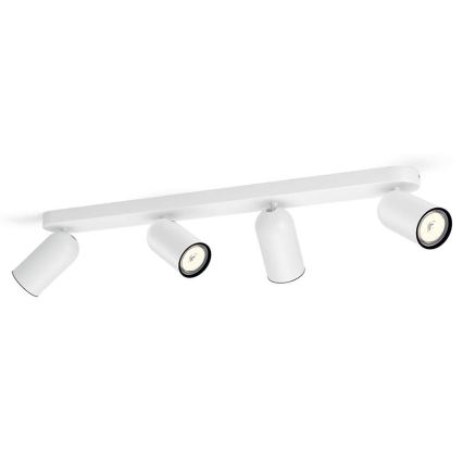 Philips - LED RGBW димируемо точково осветително тяло PONGEE 4xGU10/4,8W/230V 3000K бяло + дистанционно управление