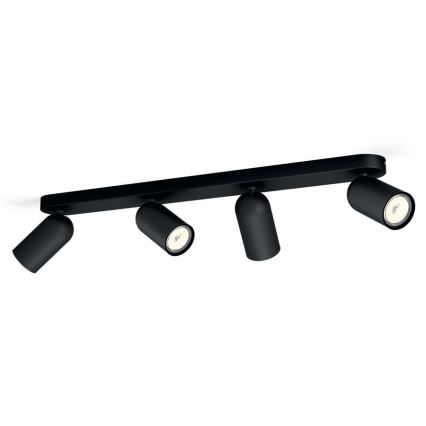 Philips - LED RGBW димируемо точково осветително тяло PONGEE 4xGU10/4,8W/230V 3000K черно + дистанционно управление