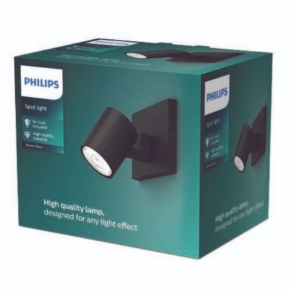 Philips - LED RGBW с възможност за регулиране на яркостта точково осветително тяло RUNNER 1xGU10/6,5W/230V 2700-6500K черно