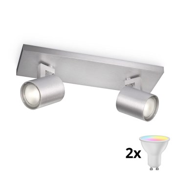 Philips - LED RGBW димируемо точково осветително тяло RUNNER 2xGU10/6,5W/230V 2700-6500K матов хром