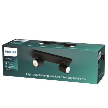 Philips - LED RGBW димируемо точково осветително тяло RUNNER 2xGU10/6,5W/230V 2700-6500K черно