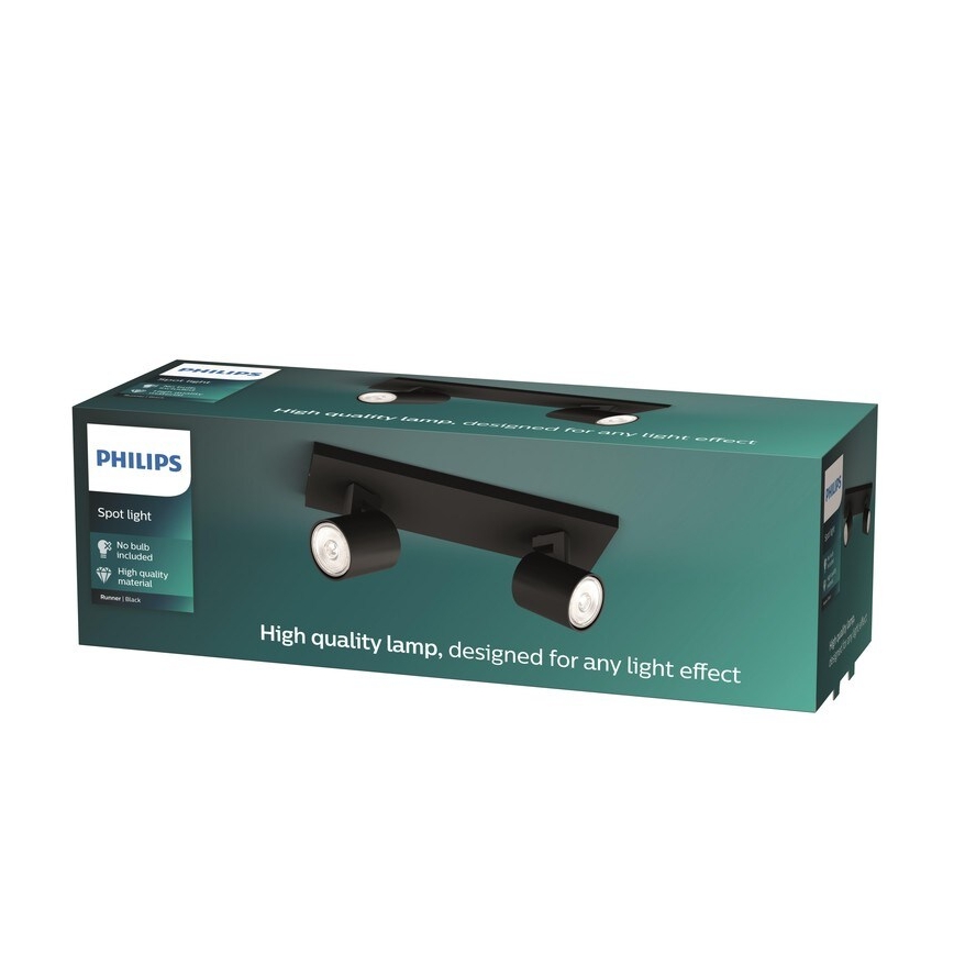 Philips - LED RGBW димируемо точково осветително тяло RUNNER 2xGU10/6,5W/230V 2700-6500K черно
