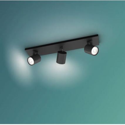 Philips - LED RGBW димируемо точково осветително тяло RUNNER 3xGU10/6,5W/230V 2700-6500K черно
