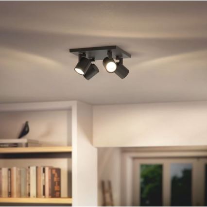 Philips - LED RGBW димируемо точково осветително тяло RUNNER 4xGU10/6,5W/230V 2700-6500K черно