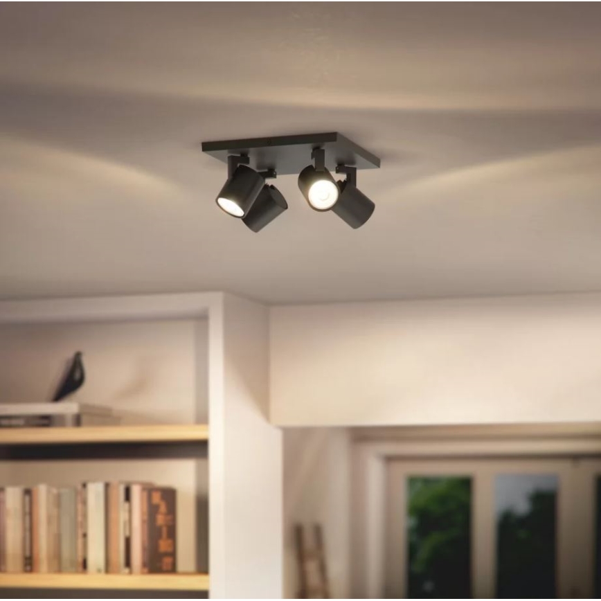 Philips - LED RGBW димируемо точково осветително тяло RUNNER 4xGU10/6,5W/230V 2700-6500K черно