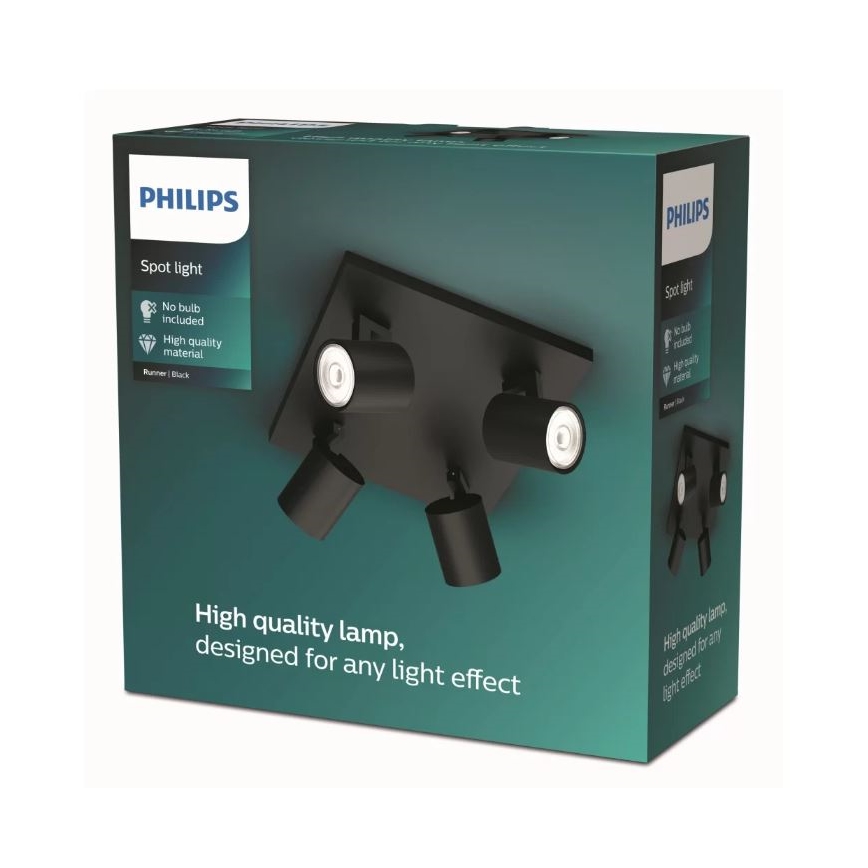 Philips - LED RGBW димируемо точково осветително тяло RUNNER 4xGU10/6,5W/230V 2700-6500K черно