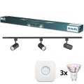 Philips - LED RGBW димируемо точково осветително тяло за шинна система EASYLINK HUE 3xGU10/4,7W/230V 2200-6500K 1m черно + Hue bridge