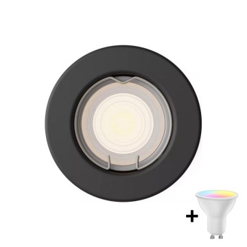Philips - LED RGBW димируемо вградено осветително тяло PERIDOT 1xGU10/6,5W/230V черно + дистанционно управление