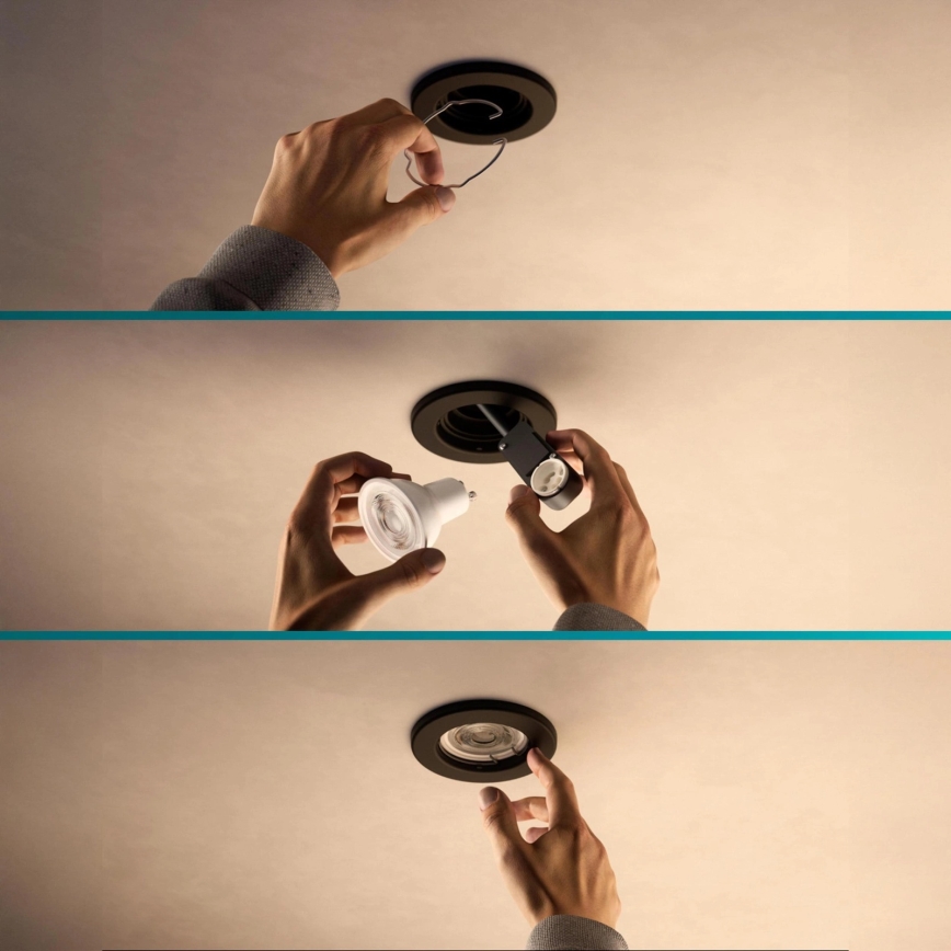 Philips - LED RGBW димируемо вградено осветително тяло PERIDOT 1xGU10/6W/230V черно + дистанционно управление