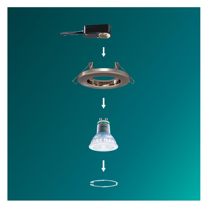 Philips - LED RGBW димируемо вградено таванно осветително тяло PERIDOT 1xGU10/6W/230V сребристо + дистанционно управление