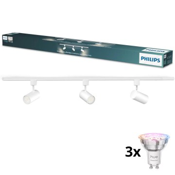 Philips - LED RGBW точково осветително тяло с възможност за димиране за релсова система EASYLINK HUE 3xGU10/4,7W/230V 2200-6500K 1m бяло