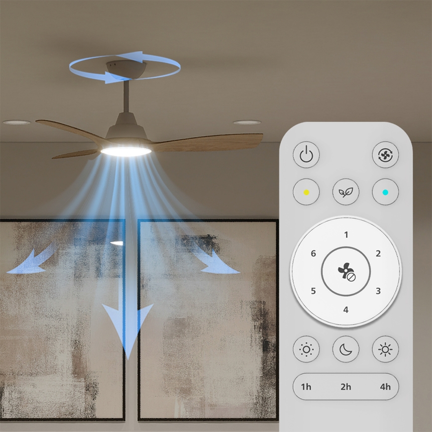 Philips - Димируем таванен вентилатор OLAS LED/24W/230V Ø 106 см бял/кафяв + дистанционно управление