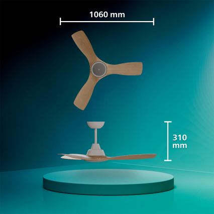 Philips - Димируем таванен вентилатор OLAS LED/24W/230V Ø 106 см бял/кафяв + дистанционно управление