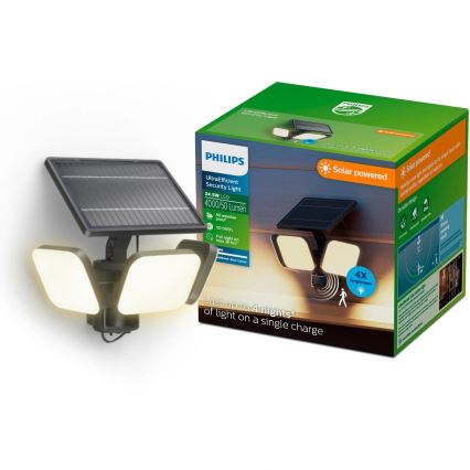Philips - LED соларно стенно осветително тяло със сензор ZYREN LED/24,5W/3,7V 2600 mAh 3000K IP65