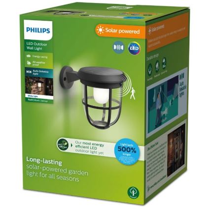 Philips - LED Соларен аплик със сензор RADII LED/1,3W/3,7V 2000 mAh 3000K IP44