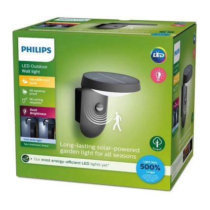 Philips - LED Соларен аплик със сензор LED/1,2W/4V 1800 mAh 4000K IP44